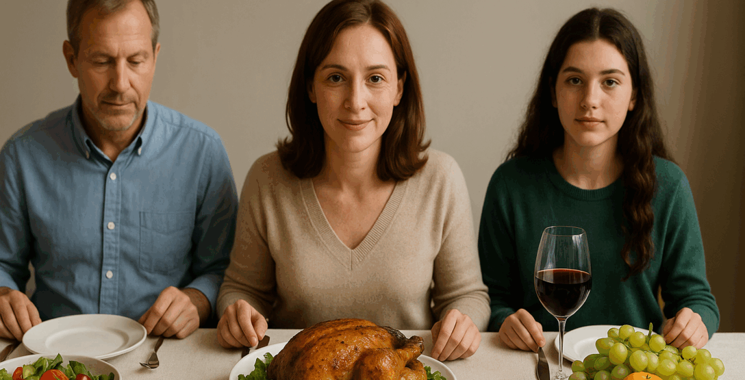 Gezin eten aan tafel