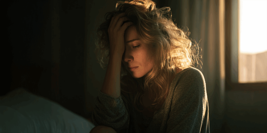 Vrouw met hand in het haar